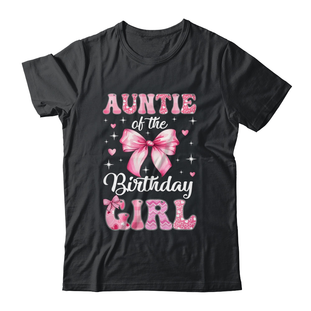 Auntie Of Birthday Girl Coquette Bow Matching Family Shirt & Hoodie | siriusteestore