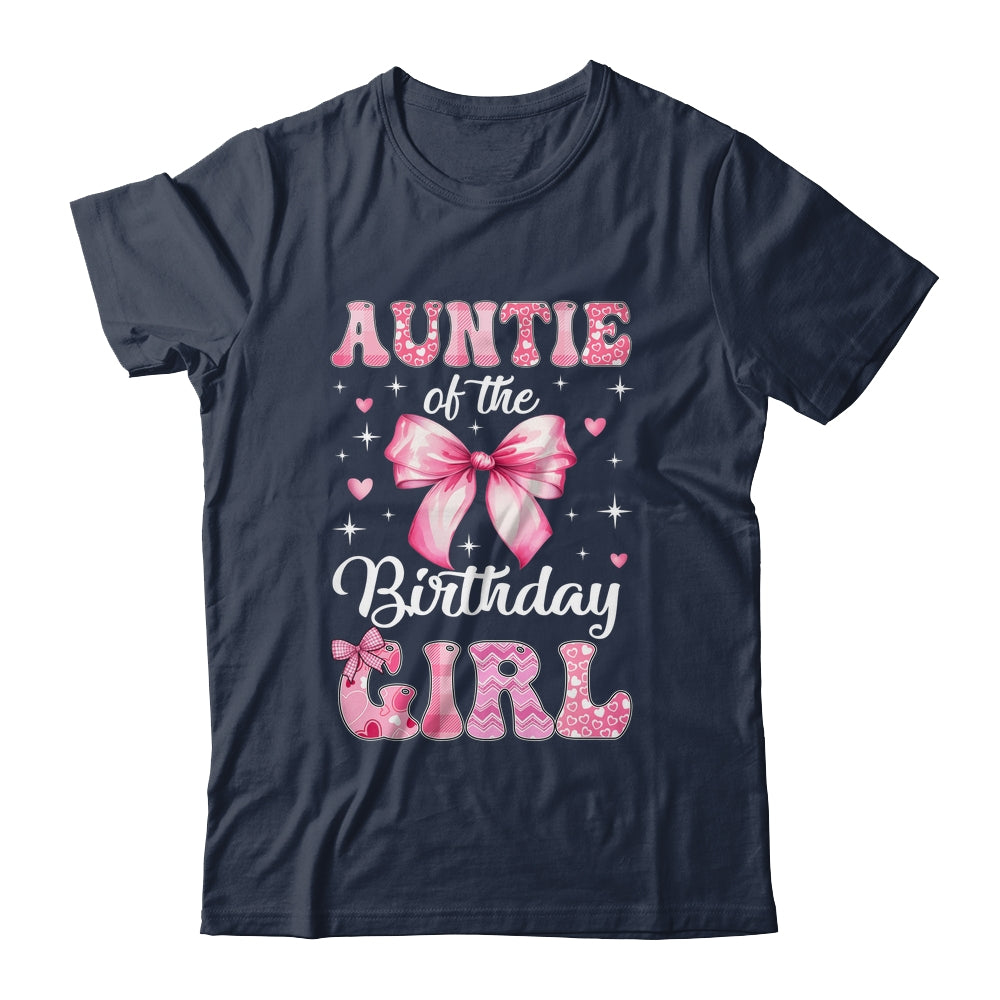 Auntie Of Birthday Girl Coquette Bow Matching Family Shirt & Hoodie | siriusteestore
