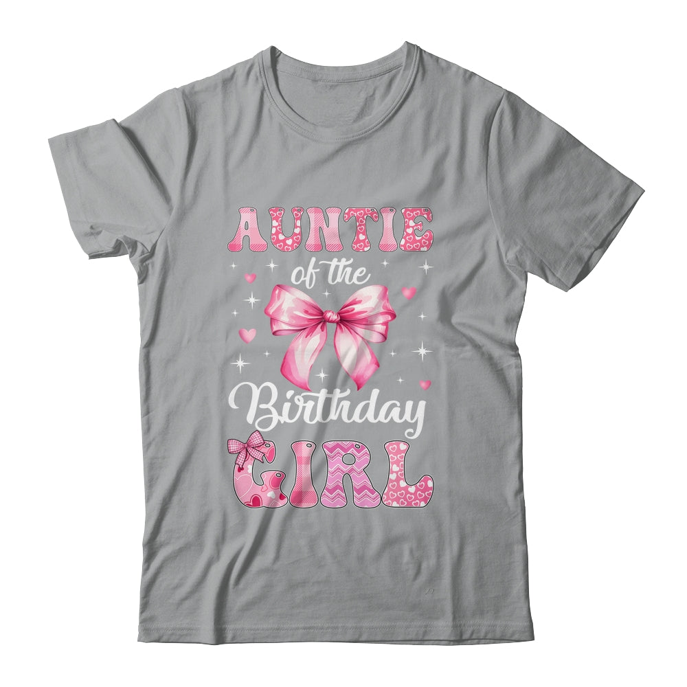 Auntie Of Birthday Girl Coquette Bow Matching Family Shirt & Hoodie | siriusteestore