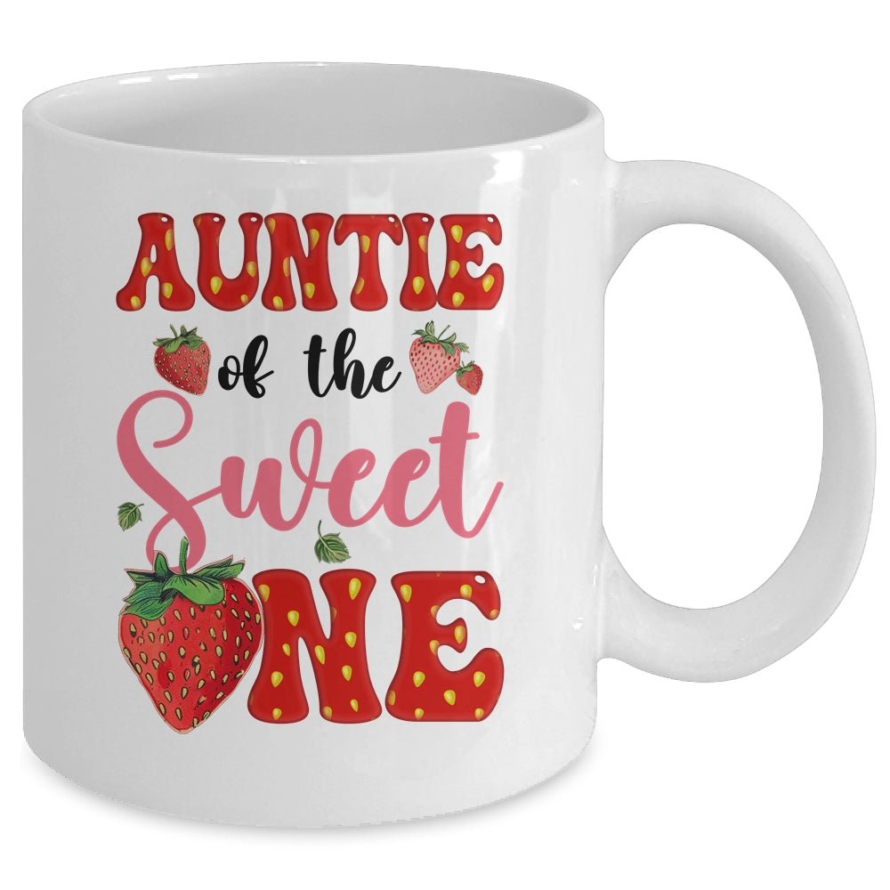 Auntie Of Sweet One Strawberry Frist 1st Birthday Girl Mug | siriusteestore