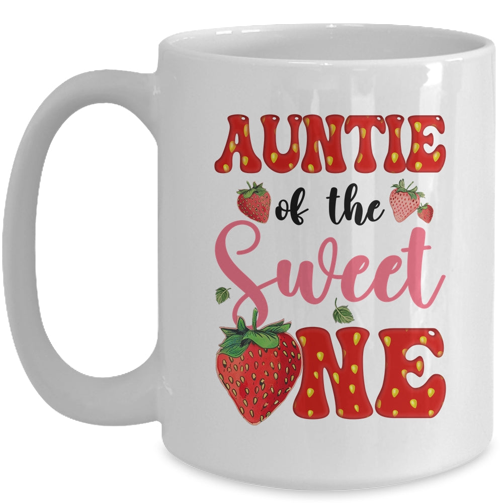 Auntie Of Sweet One Strawberry Frist 1st Birthday Girl Mug | siriusteestore