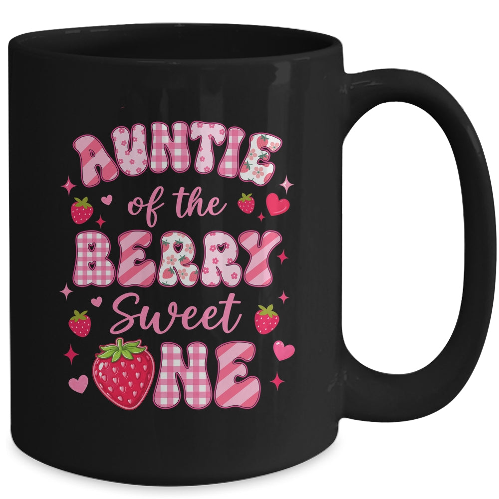 Auntie Of The Berry Sweet One Strawberry First Birthday Mug | siriusteestore