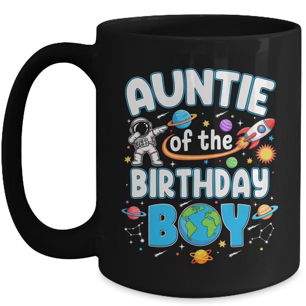 Auntie Of The Birthday Boy Astronaut Family Space Planets Mug | siriusteestore