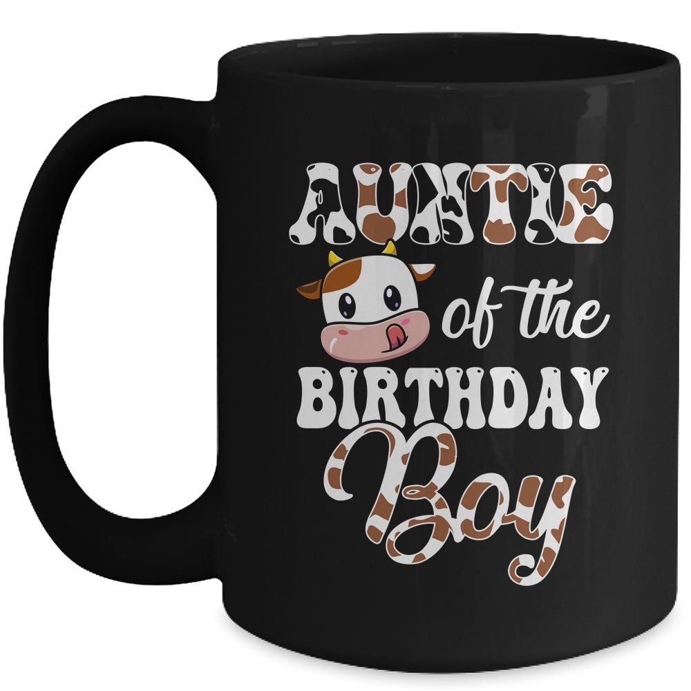 Auntie Of The Birthday Boy Cow Farm 1st Birthday Boy Mug | siriusteestore
