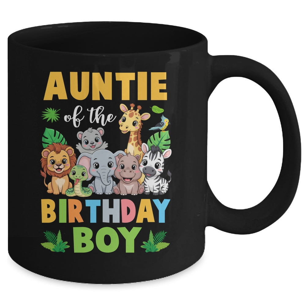 Auntie Of The Birthday Boy Kids Safari Jungle Animal Mug | siriusteestore