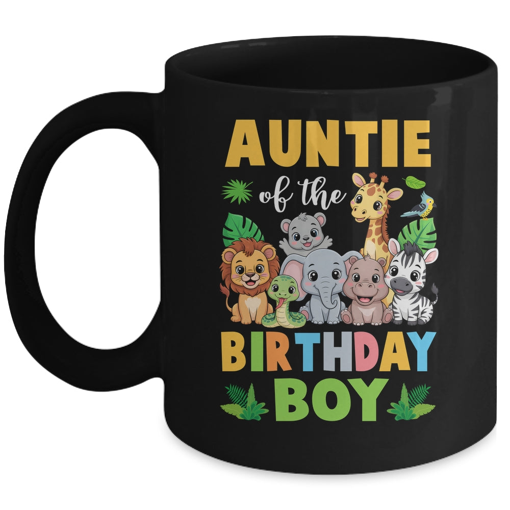 Auntie Of The Birthday Boy Kids Safari Jungle Animal Mug | siriusteestore