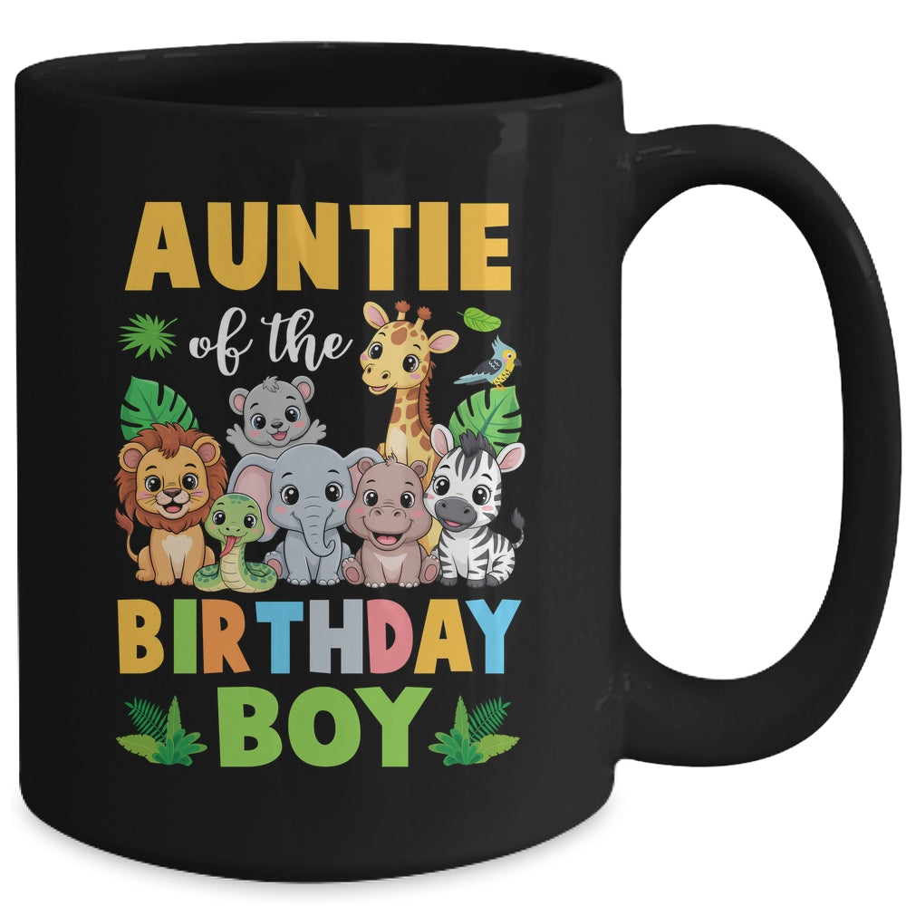Auntie Of The Birthday Boy Kids Safari Jungle Animal Mug | siriusteestore