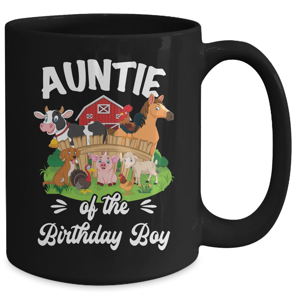 Auntie Of The Birthday Boy Party Cow Farm 1st Birthday Party Mug | siriusteestore