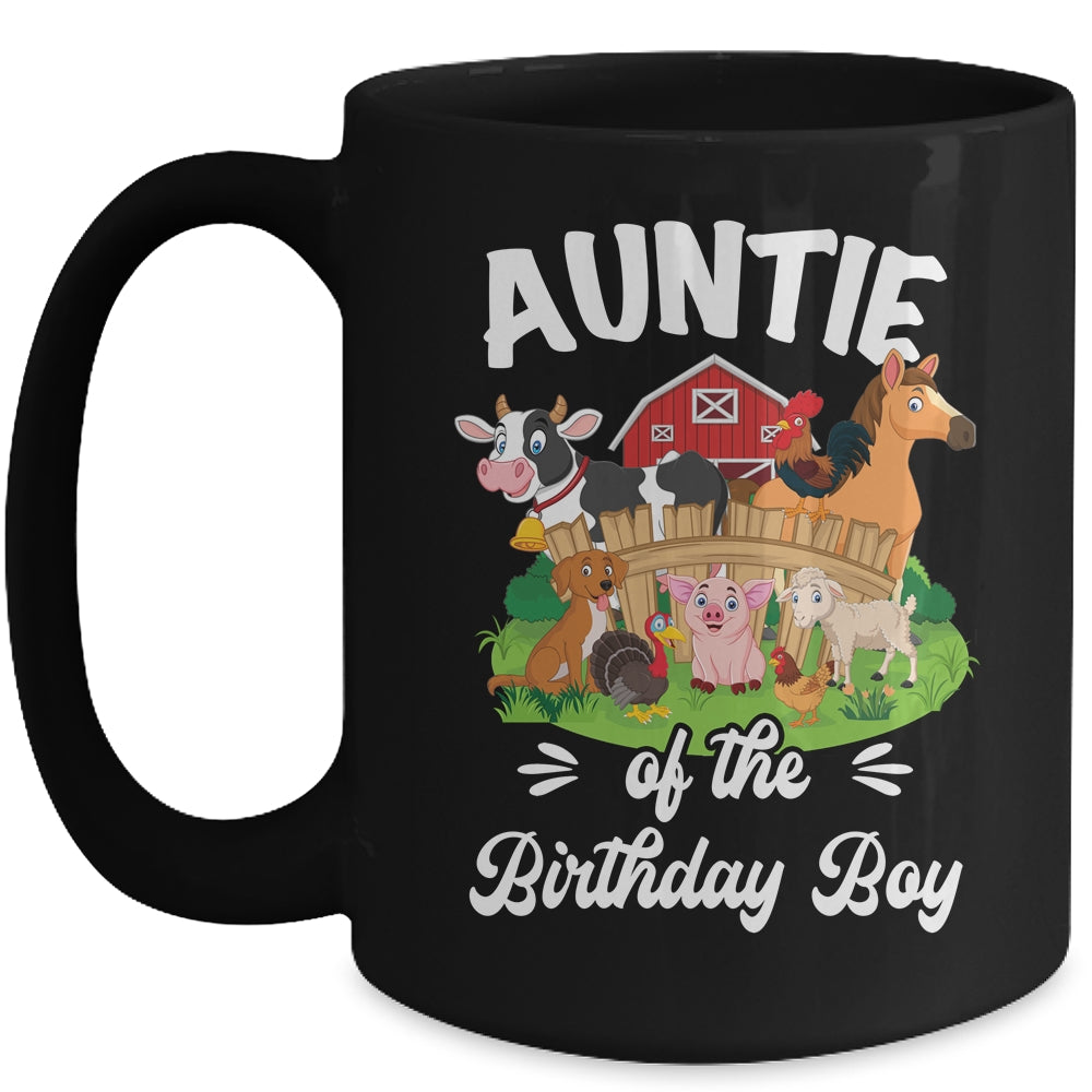Auntie Of The Birthday Boy Party Cow Farm 1st Birthday Party Mug | siriusteestore