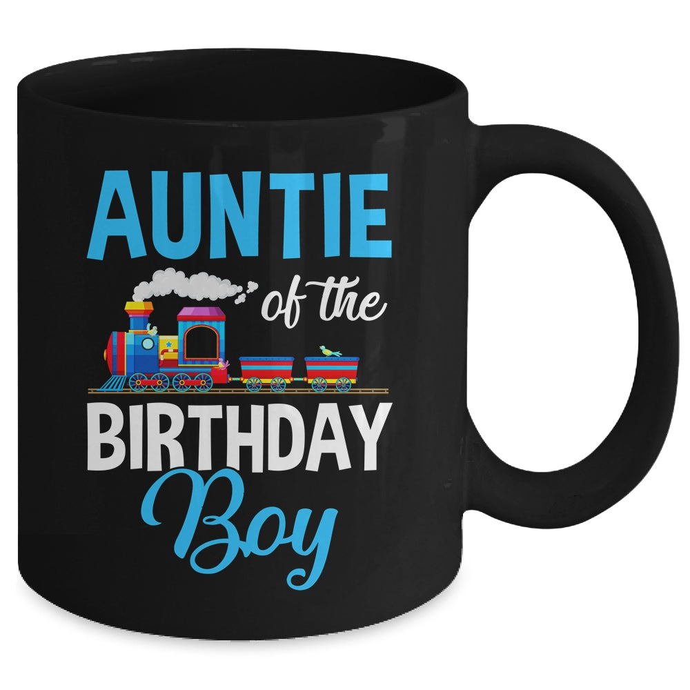 Auntie Of The Birthday Boy Railroad Train Theme Lover Mug | siriusteestore