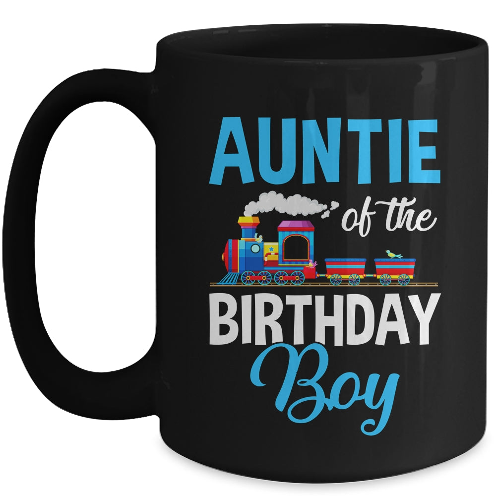 Auntie Of The Birthday Boy Railroad Train Theme Lover Mug | siriusteestore