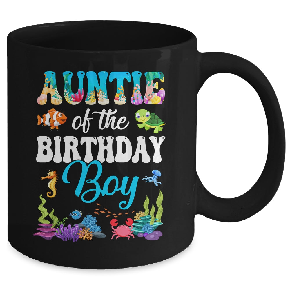 Auntie Of The Birthday Boy Sea Fish Ocean Aquarium Party Mug | siriusteestore