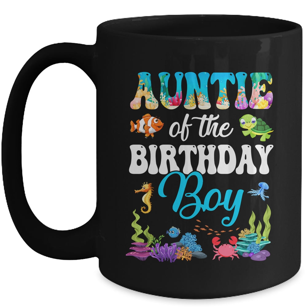 Auntie Of The Birthday Boy Sea Fish Ocean Aquarium Party Mug | siriusteestore
