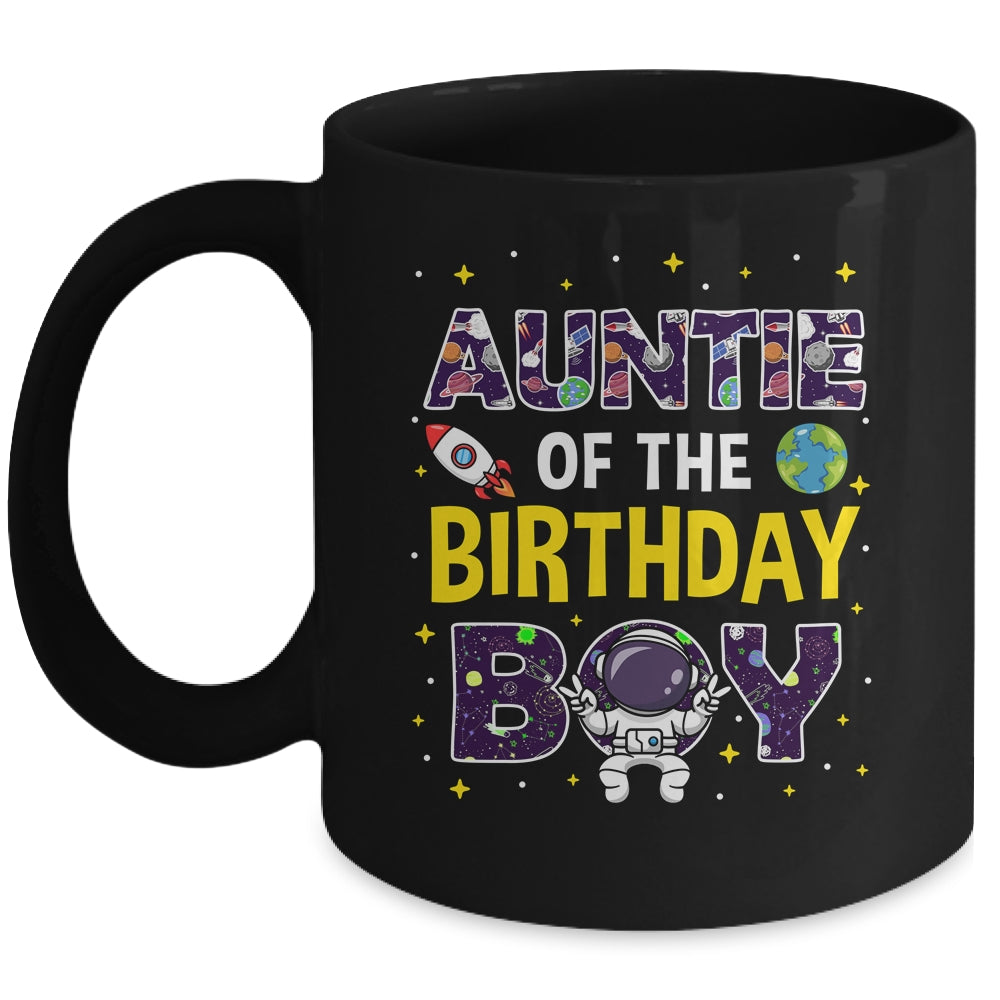 Auntie Of The Birthday Boy Space Astronaut Birthday Family Mug | siriusteestore