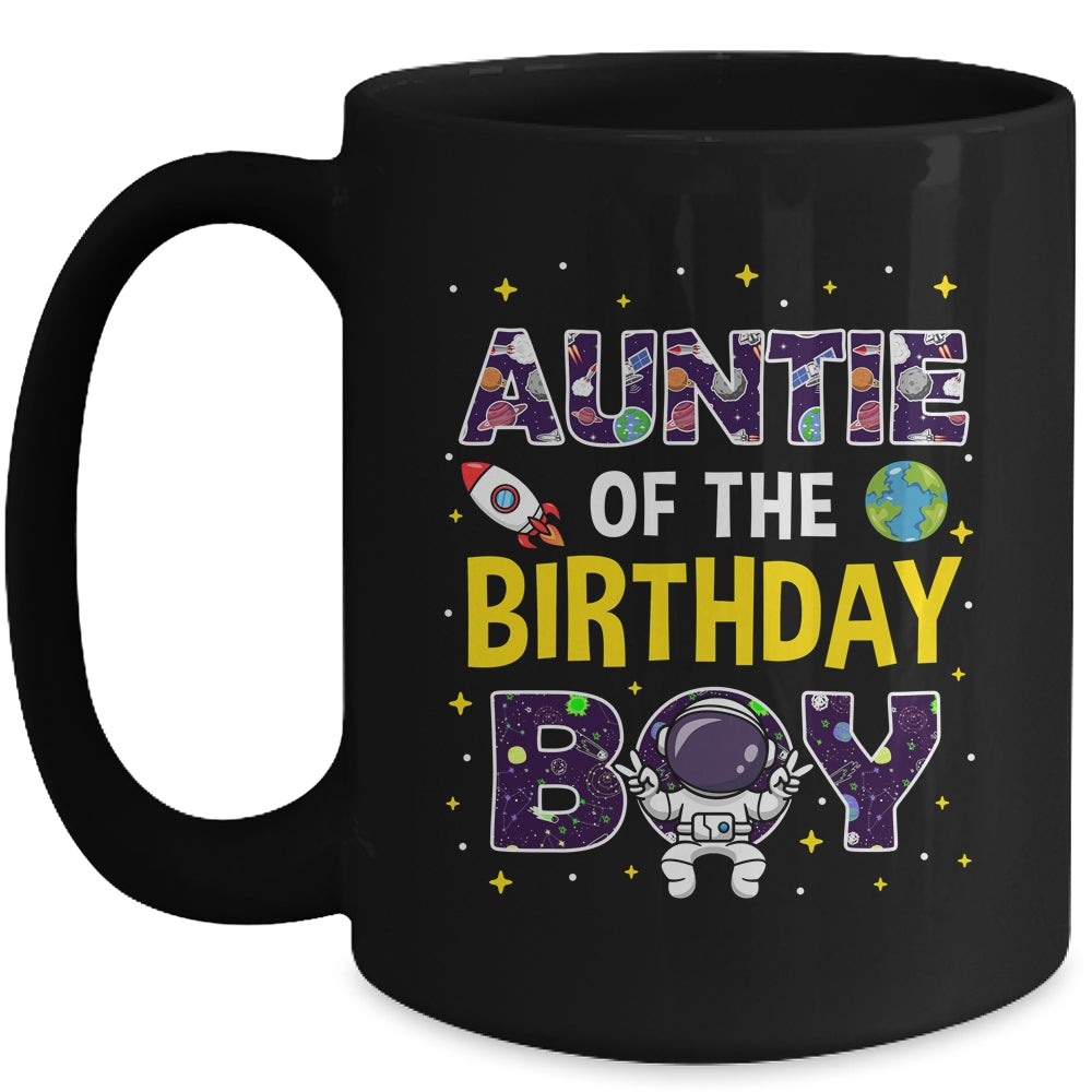 Auntie Of The Birthday Boy Space Astronaut Birthday Family Mug | siriusteestore