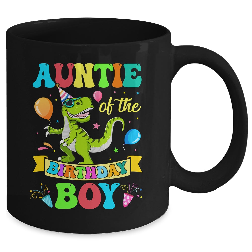 Auntie Of The Birthday Boy T-Rex Dinosaur Birthday Party Mug | siriusteestore