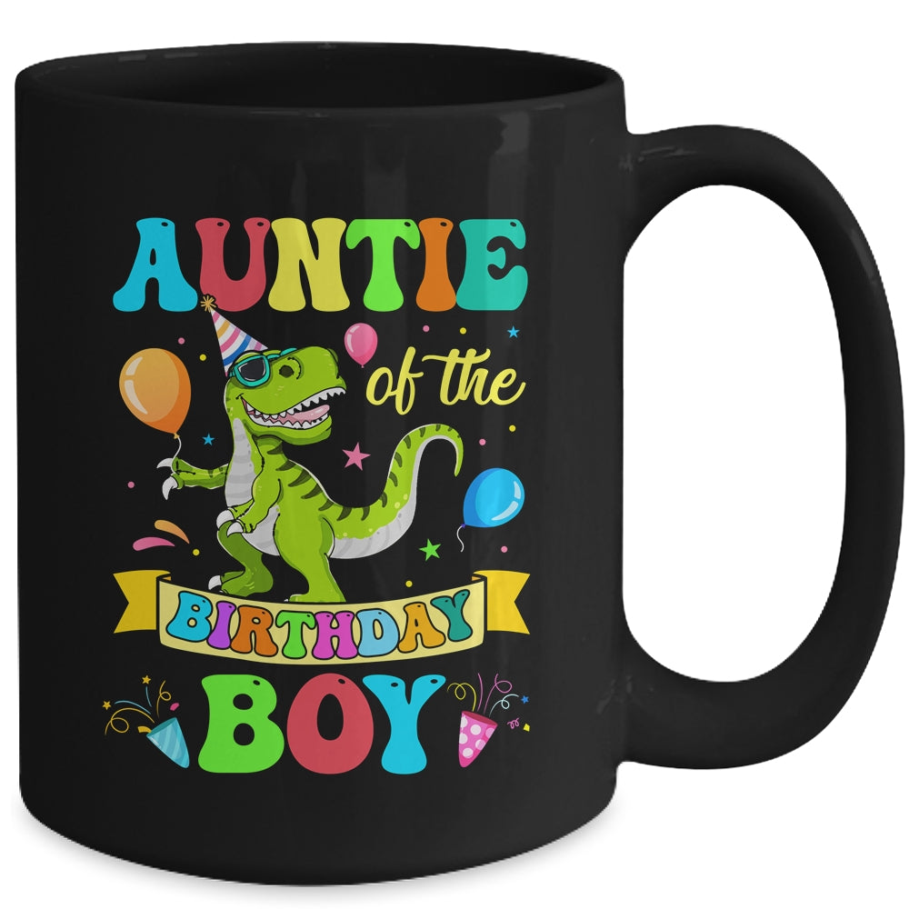 Auntie Of The Birthday Boy T-Rex Dinosaur Birthday Party Mug | siriusteestore