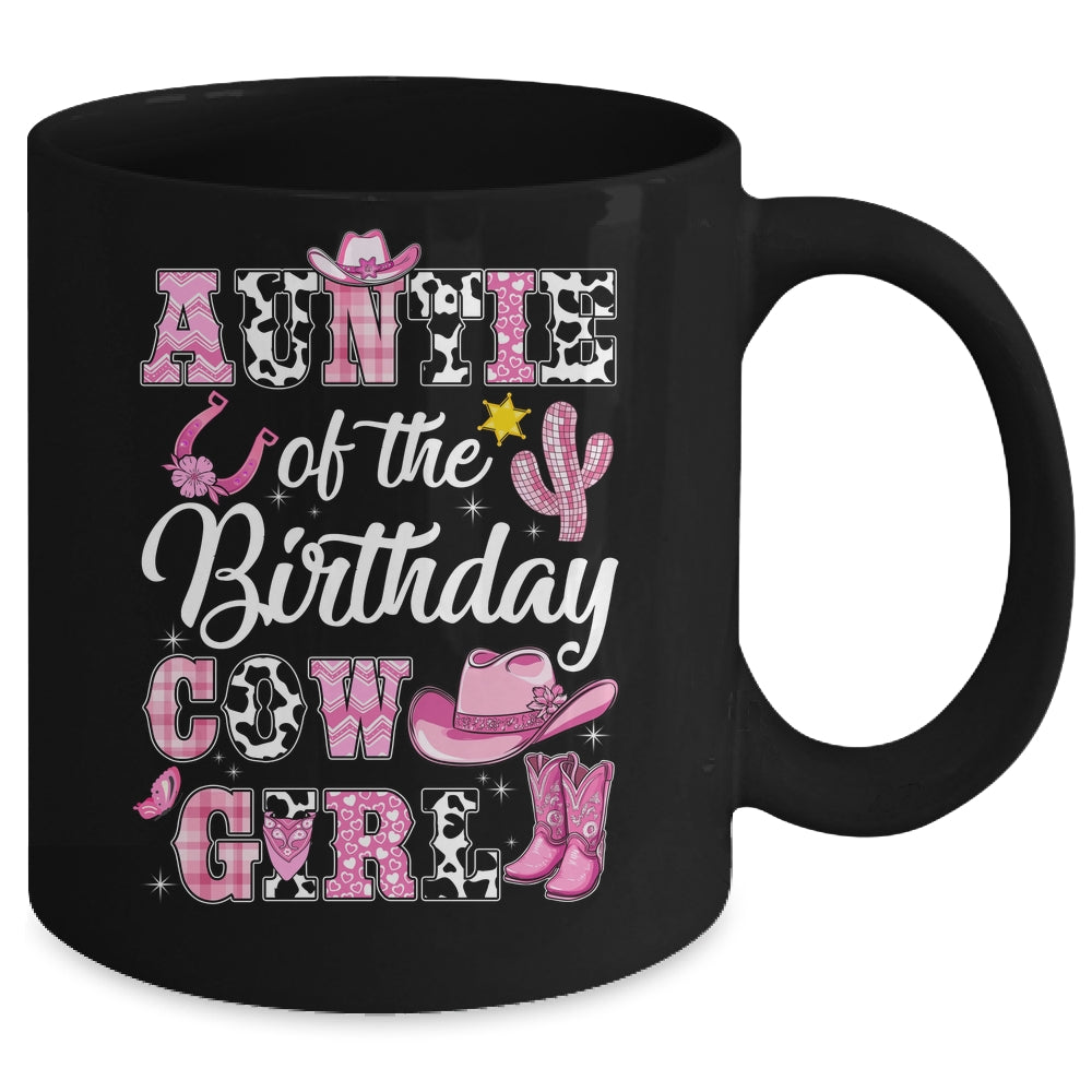 Auntie Of The Birthday Cow Girl Western Cowgirl 1st Birthday Mug | siriusteestore