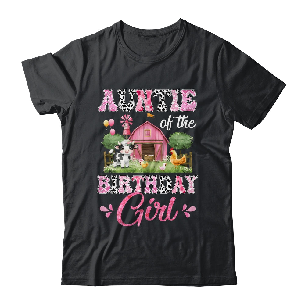 Auntie Of The Birthday Girl 1st Birthday Cow Farm Family Shirt & Hoodie | siriusteestore