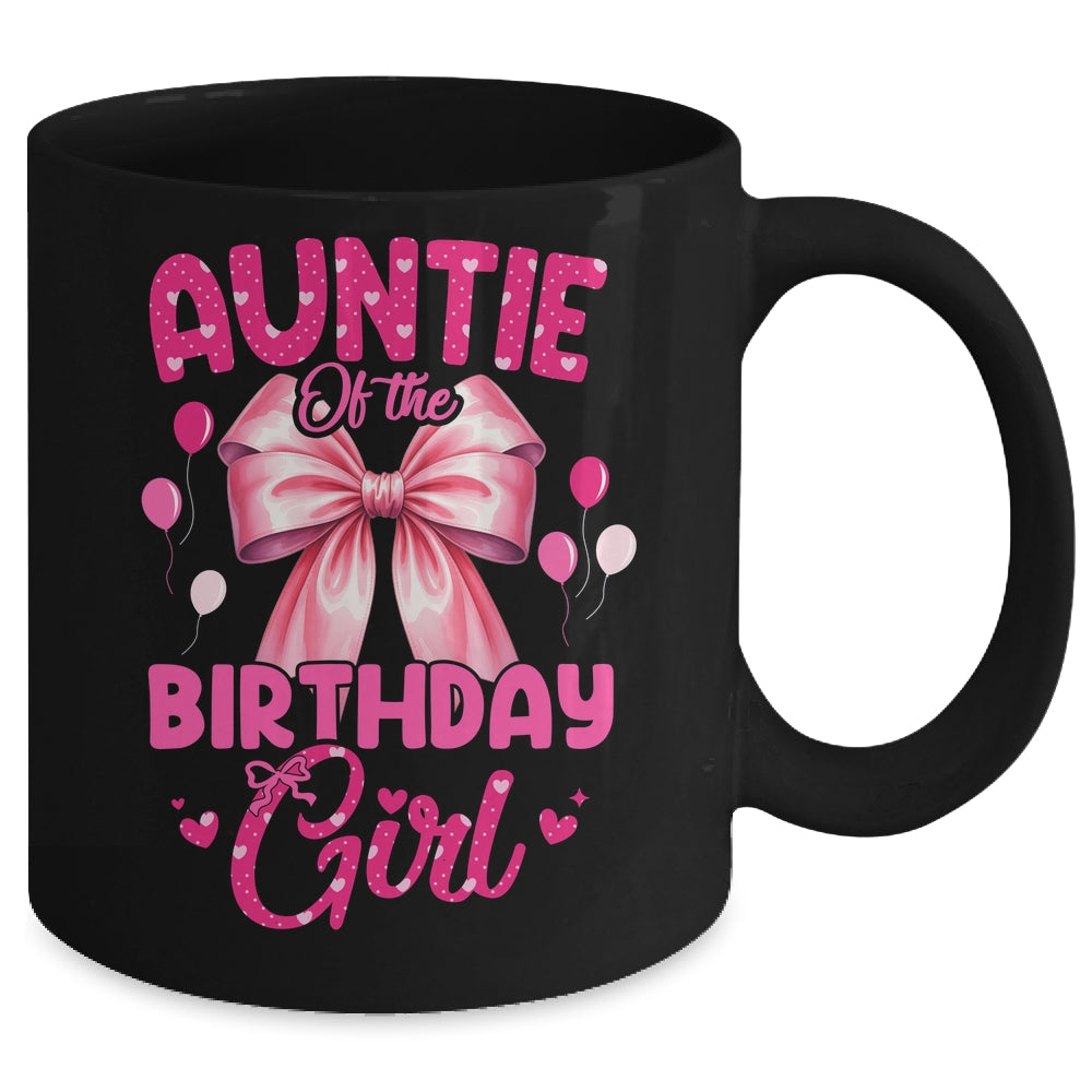 Auntie Of The Birthday Girl Coquette Bow Matching Family Mug | siriusteestore