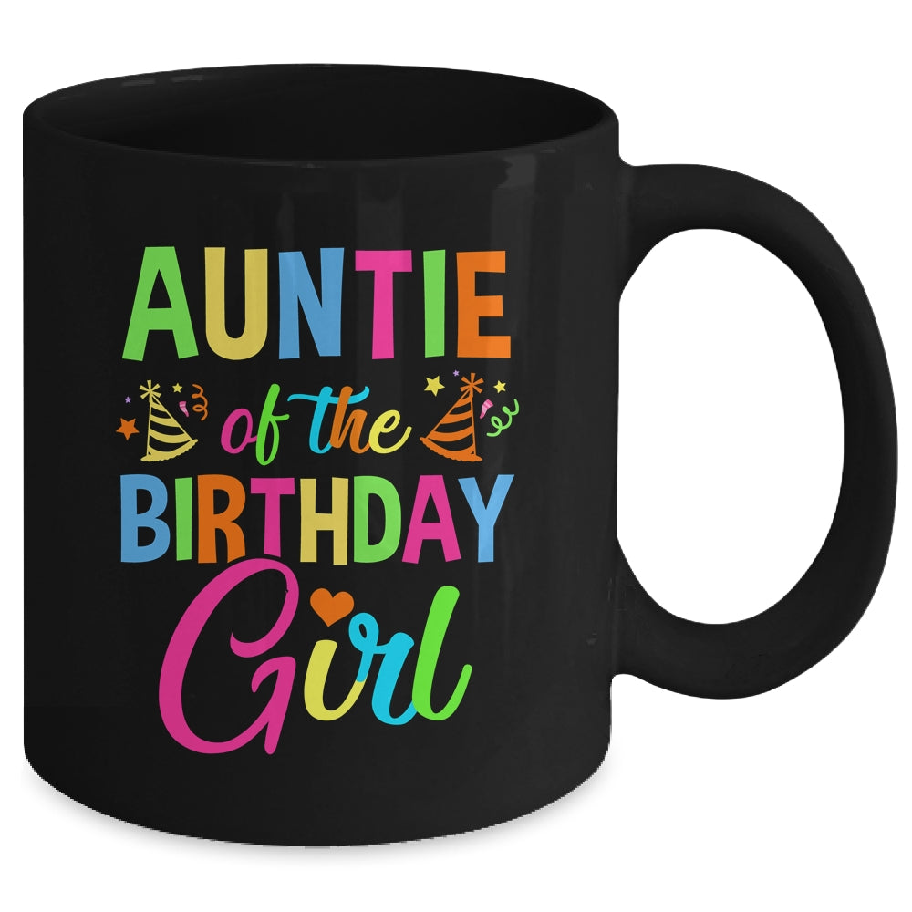 Auntie Of The Birthday Girl Glows Retro 80's Party Family Mug | siriusteestore