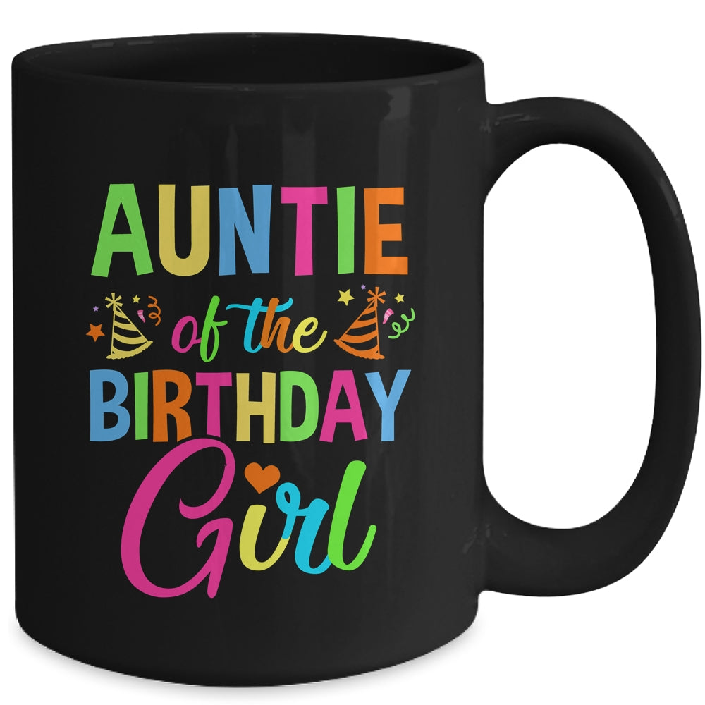 Auntie Of The Birthday Girl Glows Retro 80's Party Family Mug | siriusteestore