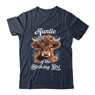 Auntie Of The Birthday Girl Highland Cow Farm Family Shirt & Hoodie | siriusteestore