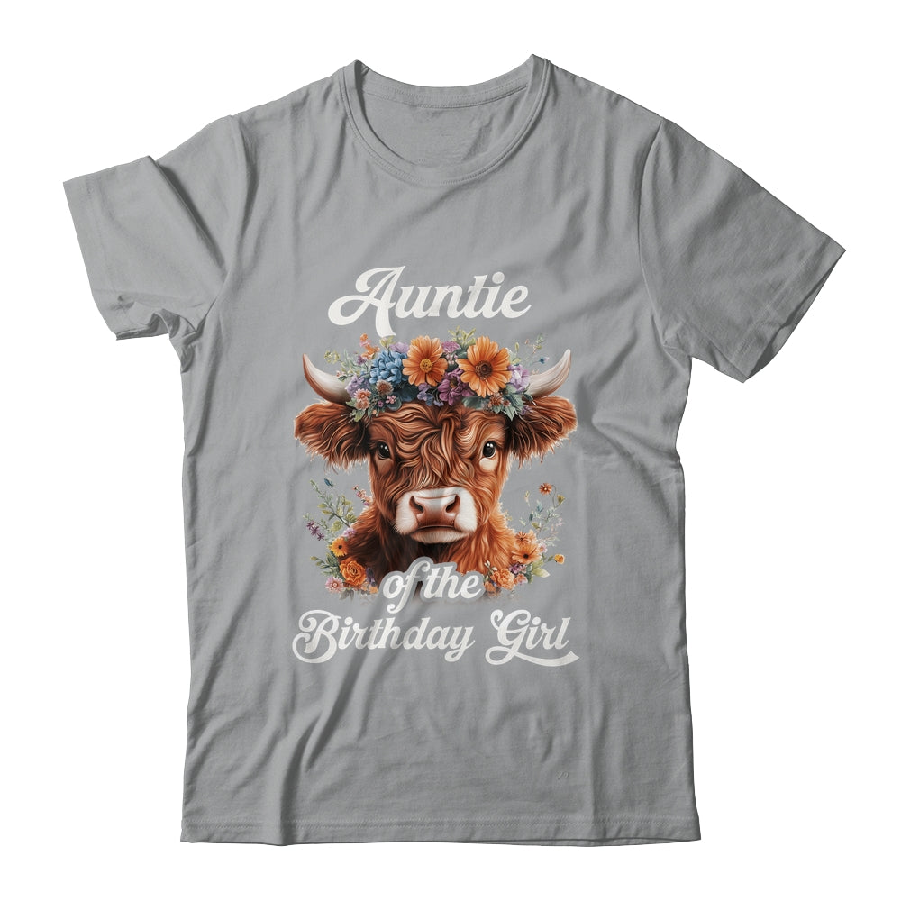 Auntie Of The Birthday Girl Highland Cow Farm Family Shirt & Hoodie | siriusteestore