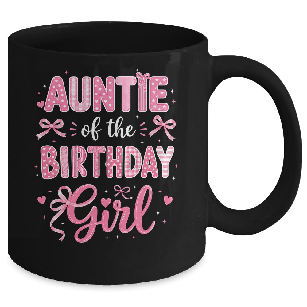 Auntie Of The Birthday Girl Matching Pink Coquette Bow Mug | siriusteestore