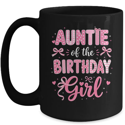Auntie Of The Birthday Girl Matching Pink Coquette Bow Mug | siriusteestore