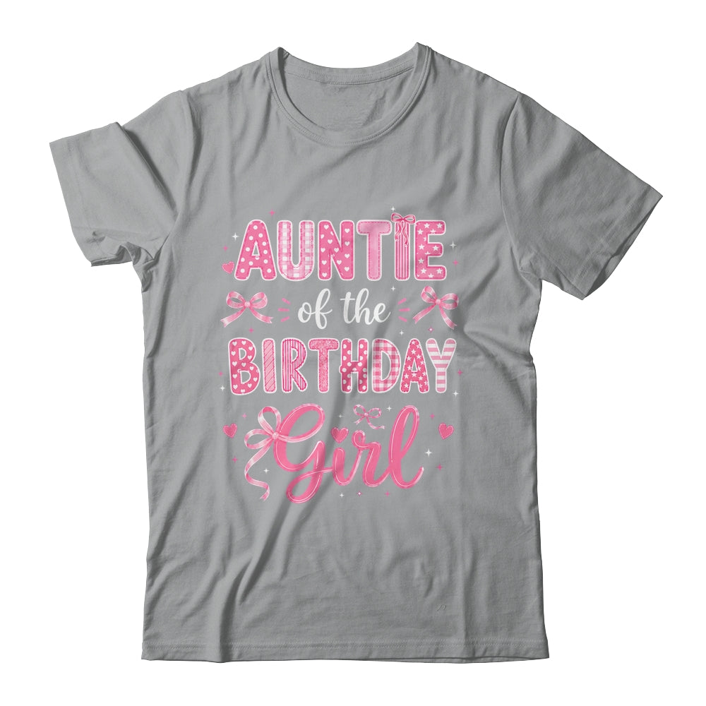 Auntie Of The Birthday Girl Matching Pink Coquette Bow Shirt & Hoodie | siriusteestore