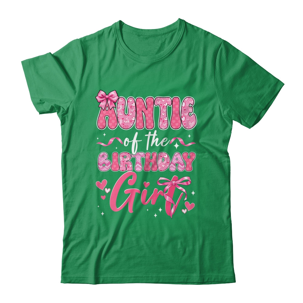Auntie Of The Birthday Girl Pink Coquette Bow Family Shirt & Hoodie | siriusteestore