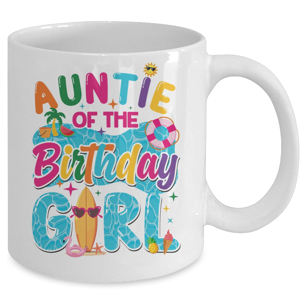 Auntie Of The Birthday Girl Pool Party Beach Family Matching Mug | siriusteestore
