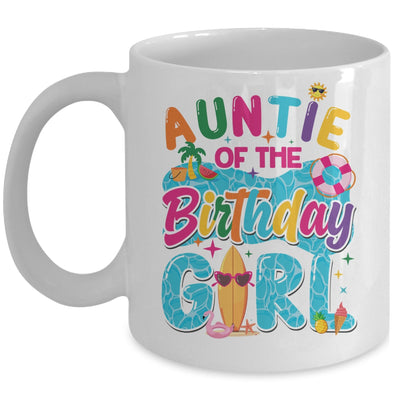 Auntie Of The Birthday Girl Pool Party Beach Family Matching Mug | siriusteestore
