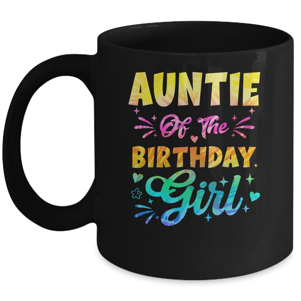 Auntie Of The Birthday Girl Tie Dye 1st Birthday Family Mug | siriusteestore