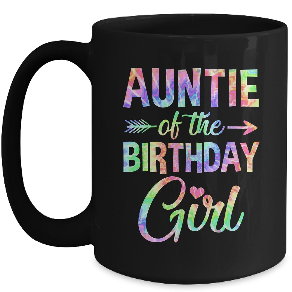 Auntie Of The Birthday Girl Tie Dye 1st Birthday Girl Family Mug | siriusteestore