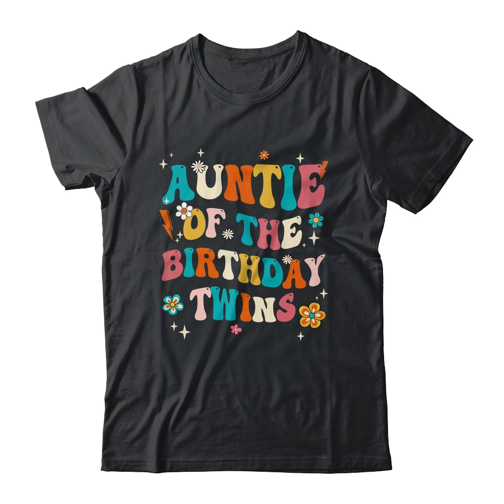 Auntie Of The Birthday Twins Boys Girls Party Retro Bday Shirt & Hoodie | siriusteestore
