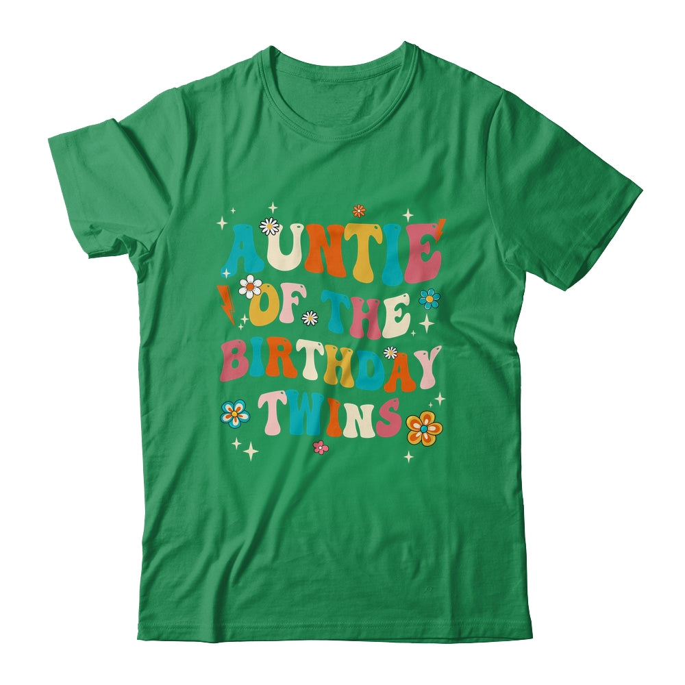 Auntie Of The Birthday Twins Boys Girls Party Retro Bday Shirt & Hoodie | siriusteestore