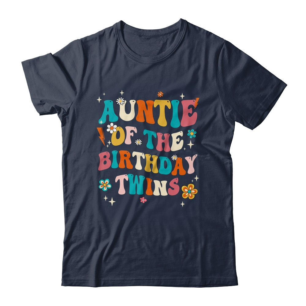 Auntie Of The Birthday Twins Boys Girls Party Retro Bday Shirt & Hoodie | siriusteestore
