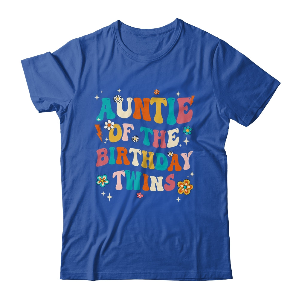 Auntie Of The Birthday Twins Boys Girls Party Retro Bday Shirt & Hoodie | siriusteestore