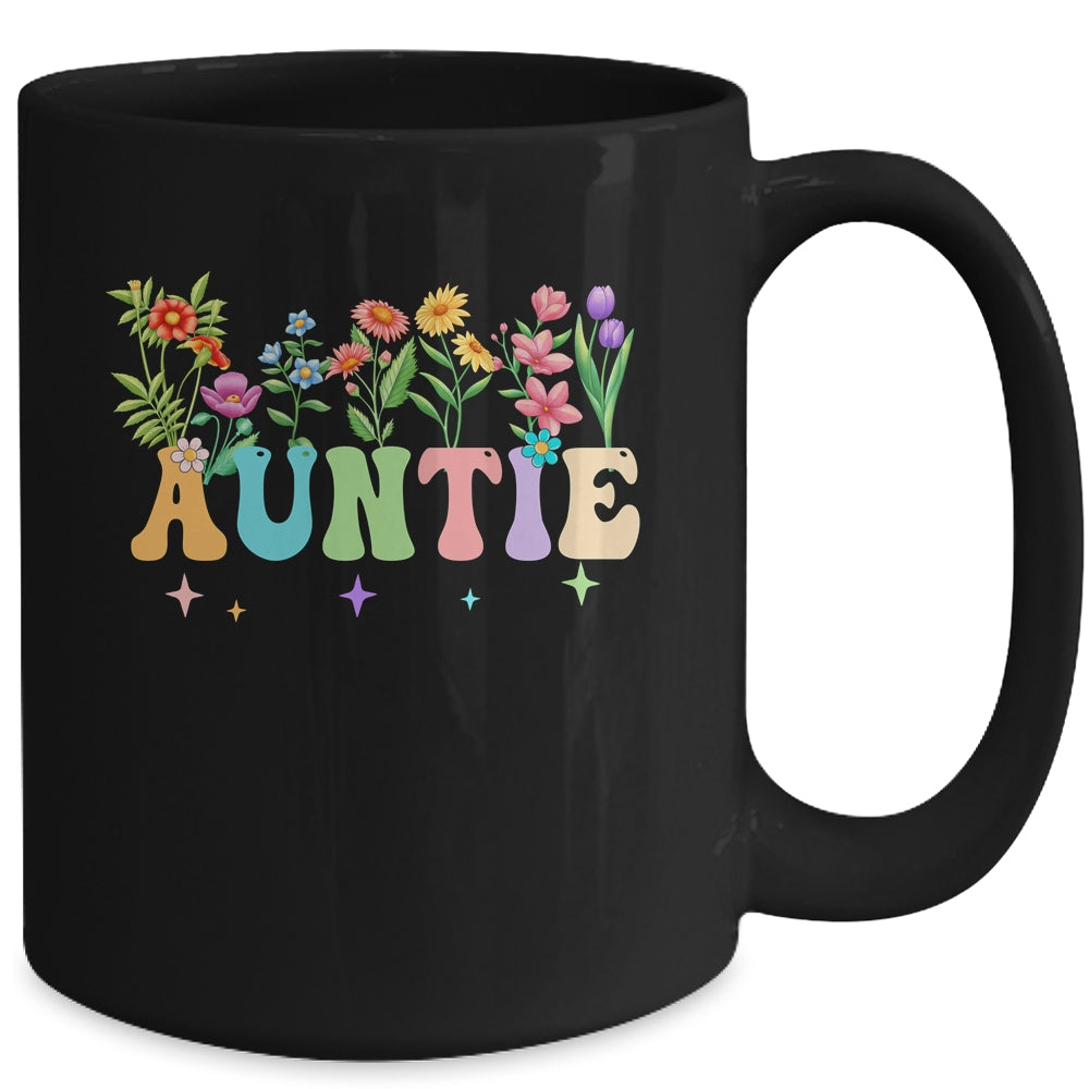 Auntie Women Wildflower Floral Design Auntie Mothers Day Mug | siriusteestore