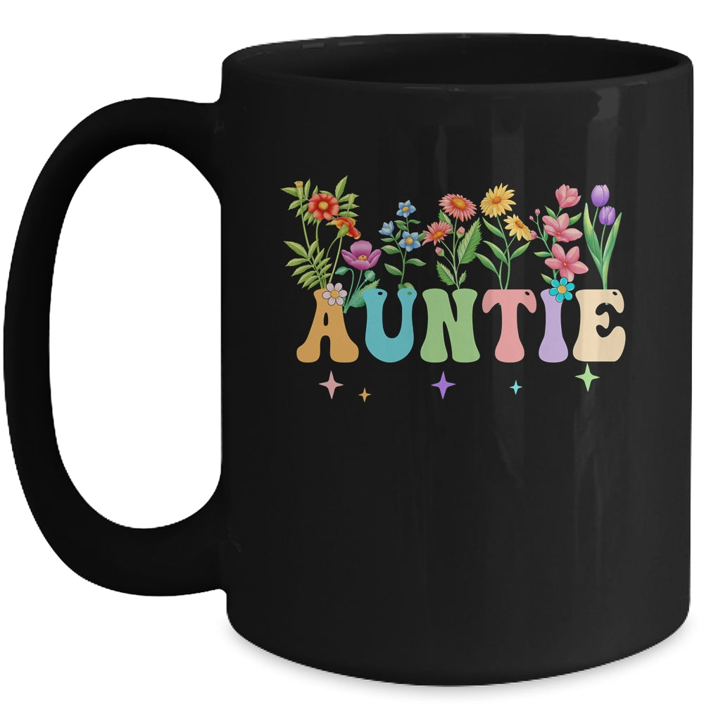 Auntie Women Wildflower Floral Design Auntie Mothers Day Mug | siriusteestore
