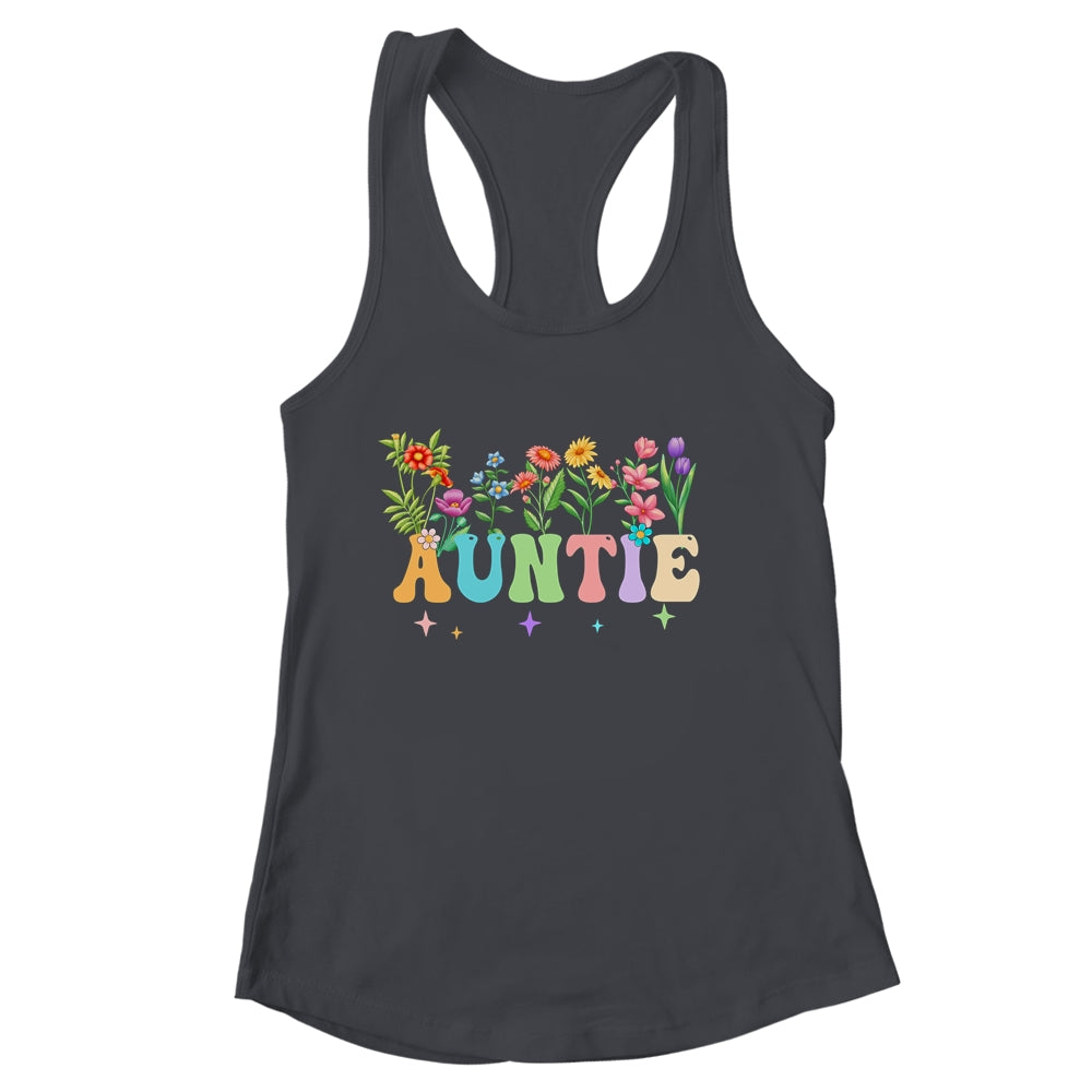 Auntie Women Wildflower Floral Design Auntie Mothers Day Shirt & Tank Top | siriusteestore