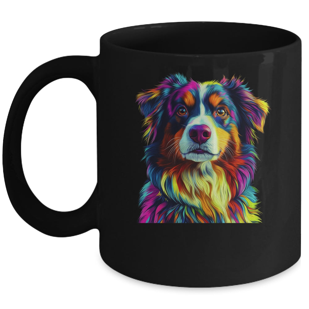 Australian Shepherd Dog Colorful Face Dog Lover Men Women Mug | siriusteestore