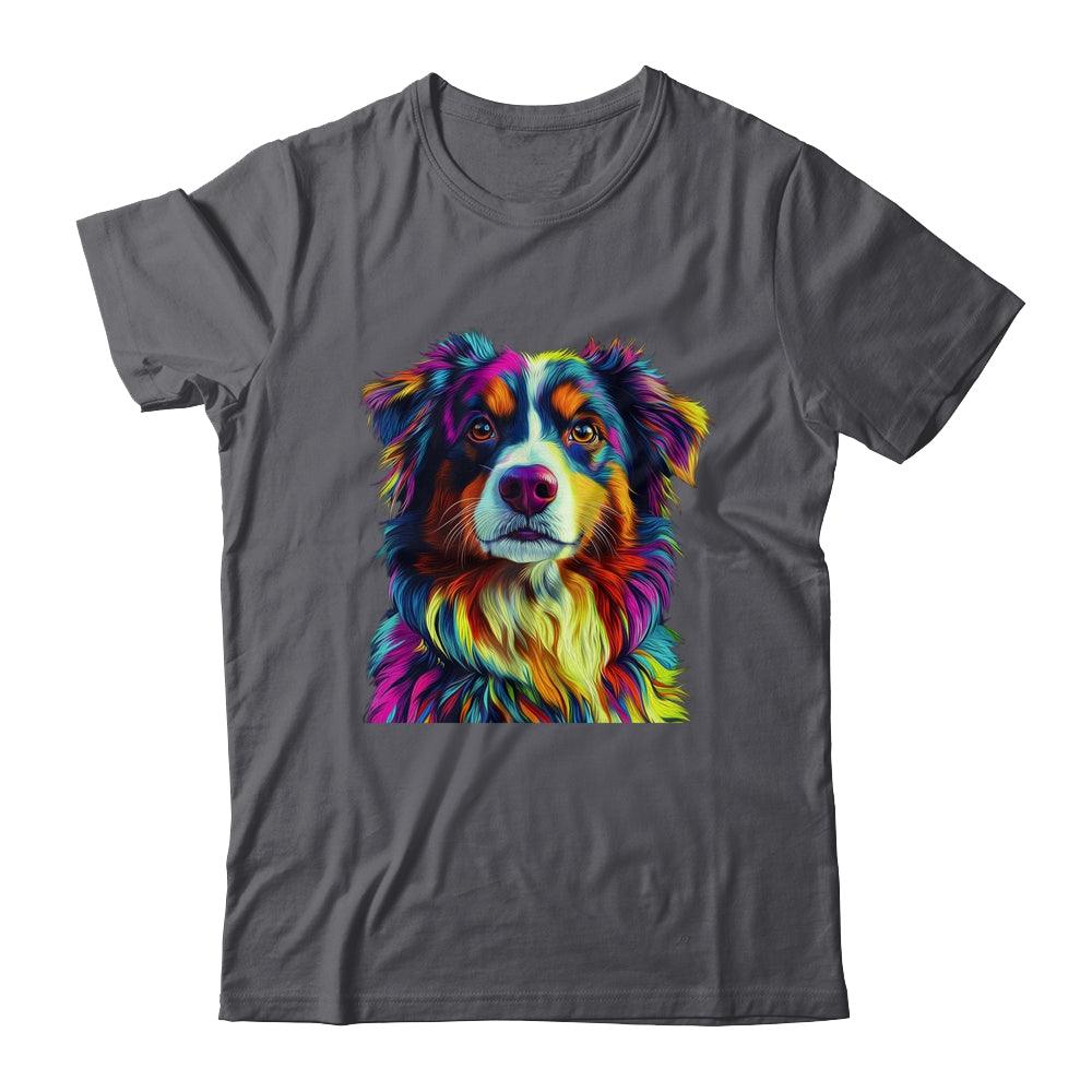 Australian Shepherd Dog Colorful Face Dog Lover Men Women Shirt & Tank Top | siriusteestore