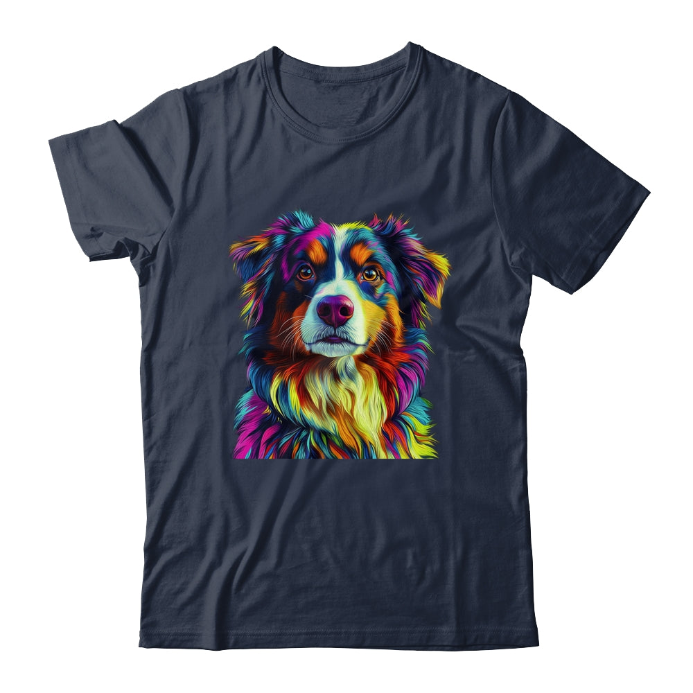 Australian Shepherd Dog Colorful Face Dog Lover Men Women Shirt & Tank Top | siriusteestore