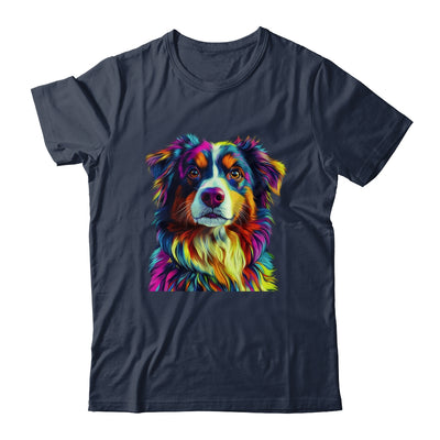 Australian Shepherd Dog Colorful Face Dog Lover Men Women Shirt & Tank Top | siriusteestore