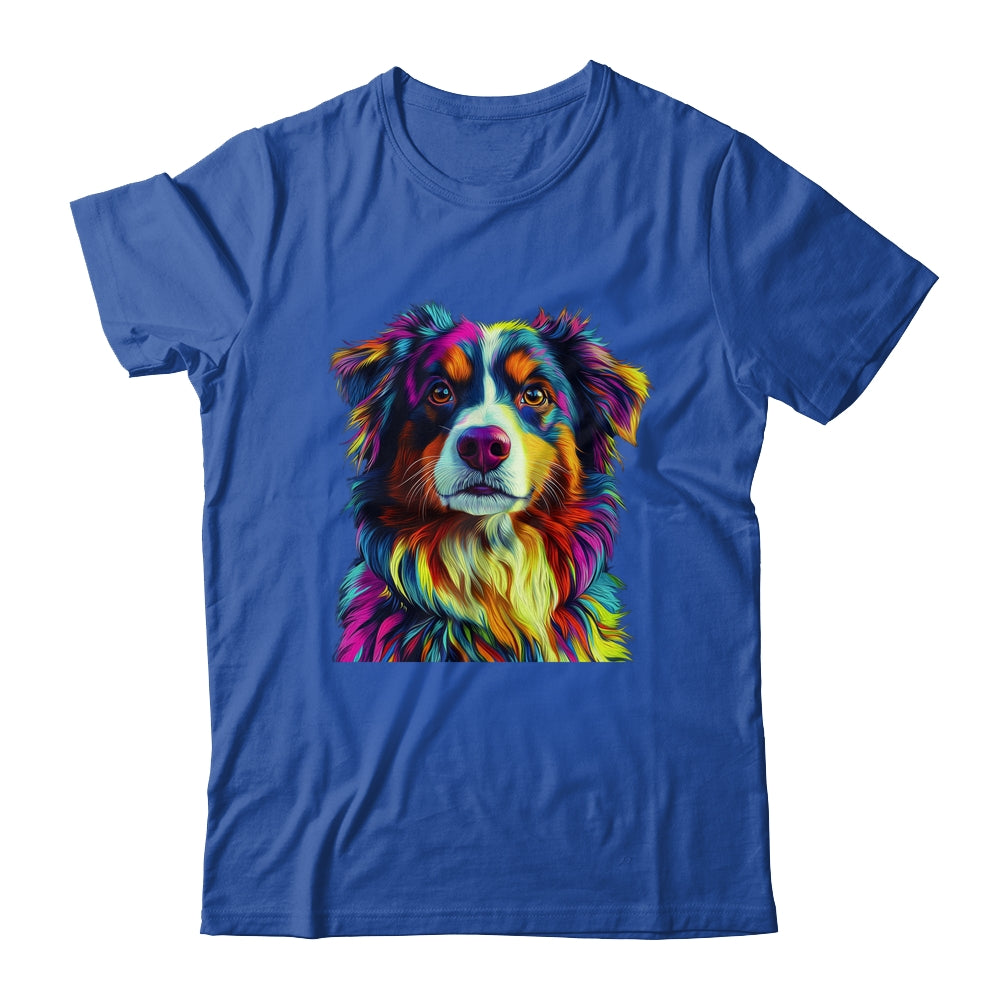 Australian Shepherd Dog Colorful Face Dog Lover Men Women Shirt & Tank Top | siriusteestore