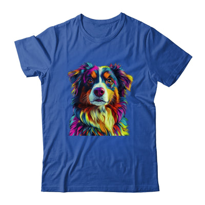 Australian Shepherd Dog Colorful Face Dog Lover Men Women Shirt & Tank Top | siriusteestore