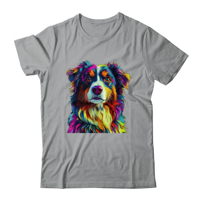 Australian Shepherd Dog Colorful Face Dog Lover Men Women Shirt & Tank Top | siriusteestore
